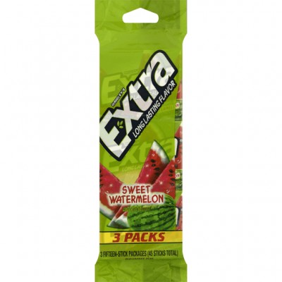 Extra Sweet Watermelon Sugarfree Gum, 3 Packs