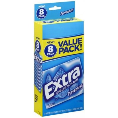 Extra Peppermint Sugarfree Gum, 8 Packs