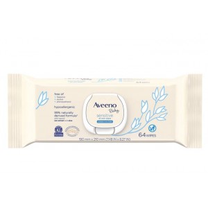 AVEENO BABY Sensitive All Over Wipes, 64 Count With Pop-Top